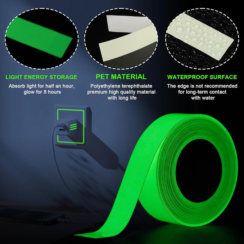 CARGEN Green Glow in The Dark Tape, Fluorescent Wall Halloween Decor Light Up Stickers All Bright Luminous Night Adhesive Marker for Stage Floor, Stair Safety, Walls and Exit Sign, 1" x 33 Feet - Image 4